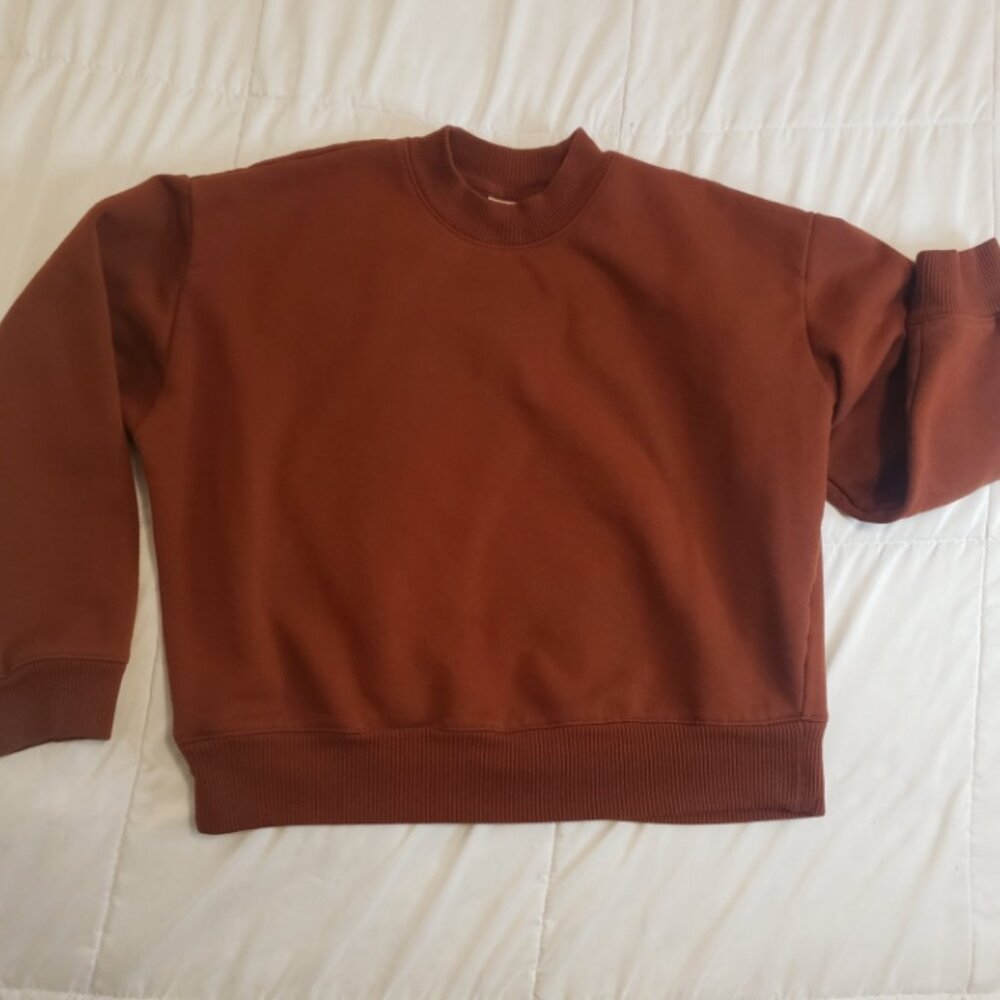 Women's A New Day Crewneck Sweatshirt Size M Medium Boxy Fit Red Rust Color